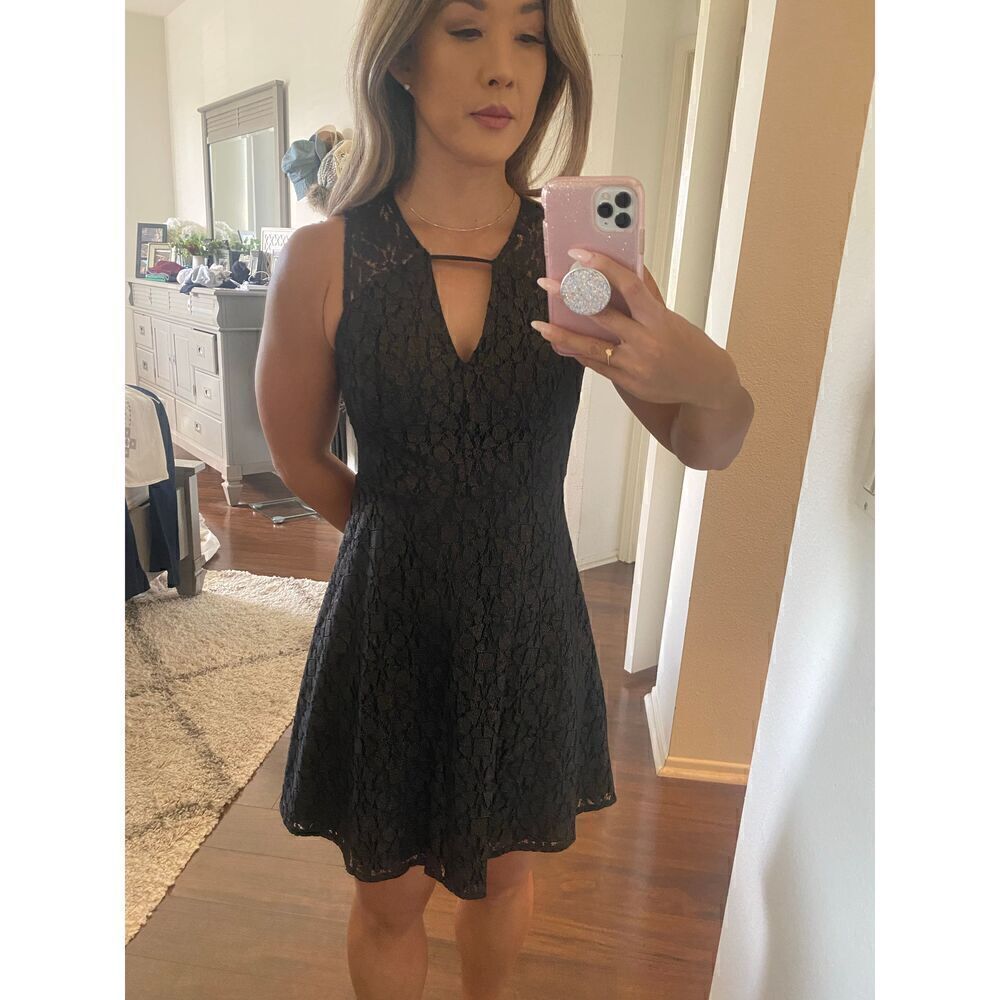 BCBGeneration 0 black and gold lace dress